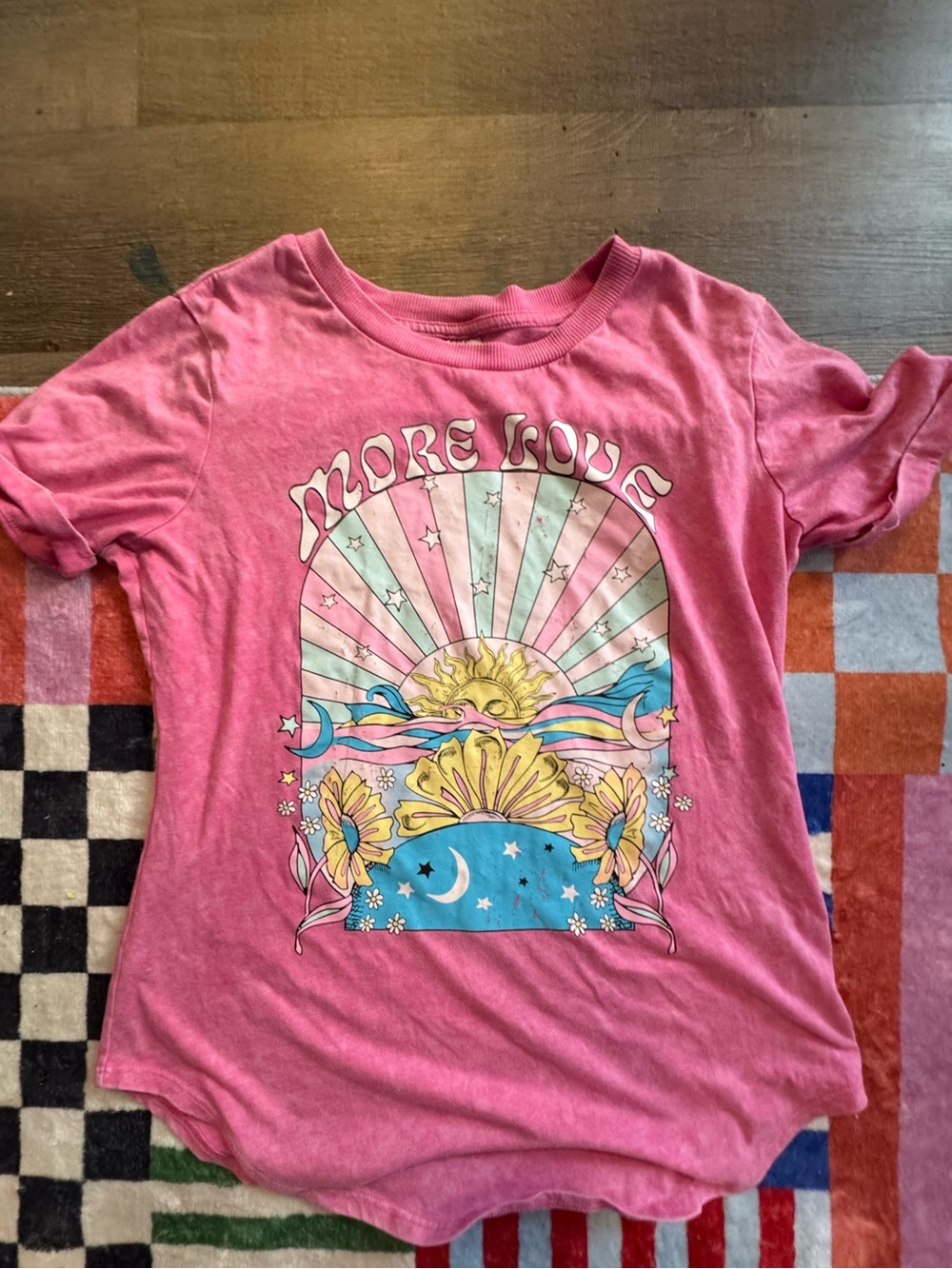 No Boundaries Pink Graphic Tee with Sun & Moon Design